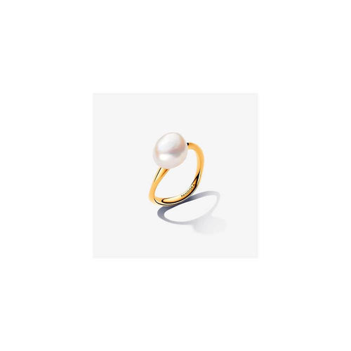 14k Gold-plated ring with baroque white treated freshwater cultured pearl 163293C01-54 (High Resolution)