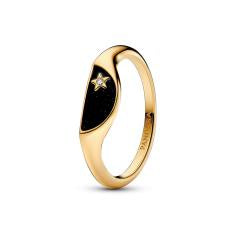 Halved signet 14k gold-plated ring with 163325C01-54