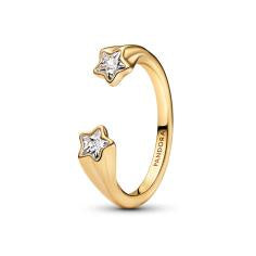 Shooting star 14k gold-plated open ring with clear cubic zirconia 163582C01