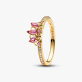 Disney Rapunzel 14k gold-plated tiara ring with phlox pink crystal and clear cubic zirconia 163651C01 (High Resolution)