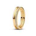 Double Band Ring 14k Gold-plated ring with clear cubic zirconia 163799C01