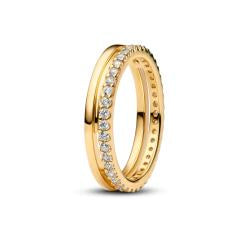 14k Gold-plated ring with clear cubic zi 163799C01-48