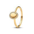 Engravable 14k gold-plated ring with clear cubic zirconia 163800C01