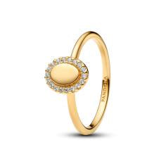 Engravable 14k gold-plated ring with clear cubic zirconia 163800C01