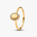Engravable 14k gold-plated ring with clear cubic zirconia 163800C01 (High Resolution)