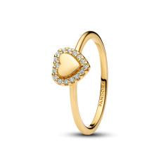 Engravable heart 14k gold-plated ring with clear cubic zirconia 163801C01-54