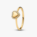 Engravable heart 14k gold-plated ring with clear cubic zirconia 163801C01-54 (High Resolution)