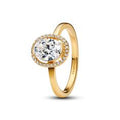 14k Gold-plated ring with clear cubic zirconia 163802C01