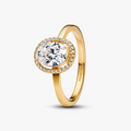 14k Gold-plated ring with clear cubic zirconia 163802C01 (High Resolution)
