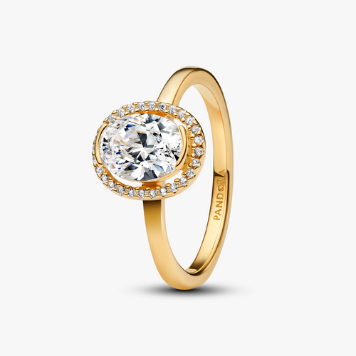 14k Gold-plated ring with clear cubic zirconia 163802C01 (High Resolution)