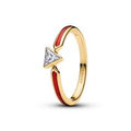 Marvel Iron Man 14k gold-plated ring with clear cubic zirconia and red enamel 164211C01