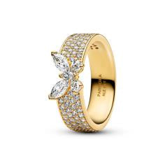 Butterfly 14k gold-plated ring with clea 164270C01-54