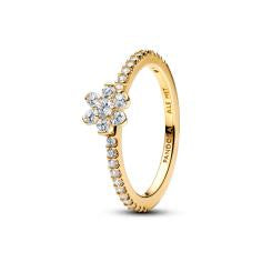 Flower 14k gold-plated ring with clear cubic zirco 164499C01