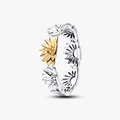 Sunflower sterling silver and 14k gold-plated ring 164702C00-52 (High Resolution)