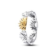 Sunflower sterling silver and 14k gold-plated ring 164702C00-56