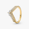 Tiara wishbone 14k gold-plated ring with clear cub 167736C01 (High Resolution)
