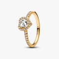 Heart 14k gold-plated ring with clear cubic zircon 168421C01-62 (High Resolution)