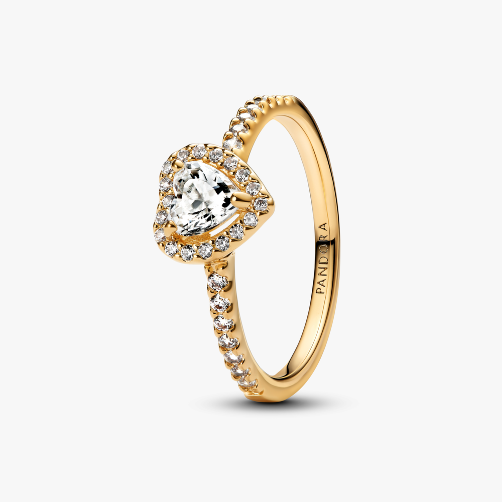 Heart 14k gold-plated ring with clear cubic zircon 168421C01-62 (High Resolution)
