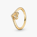 Heart and wishbone 14k gold-plated ring 169302C01-52 (High Resolution)
