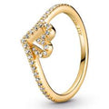 Heart and wishbone 14k gold-plated ring 169302C01-52