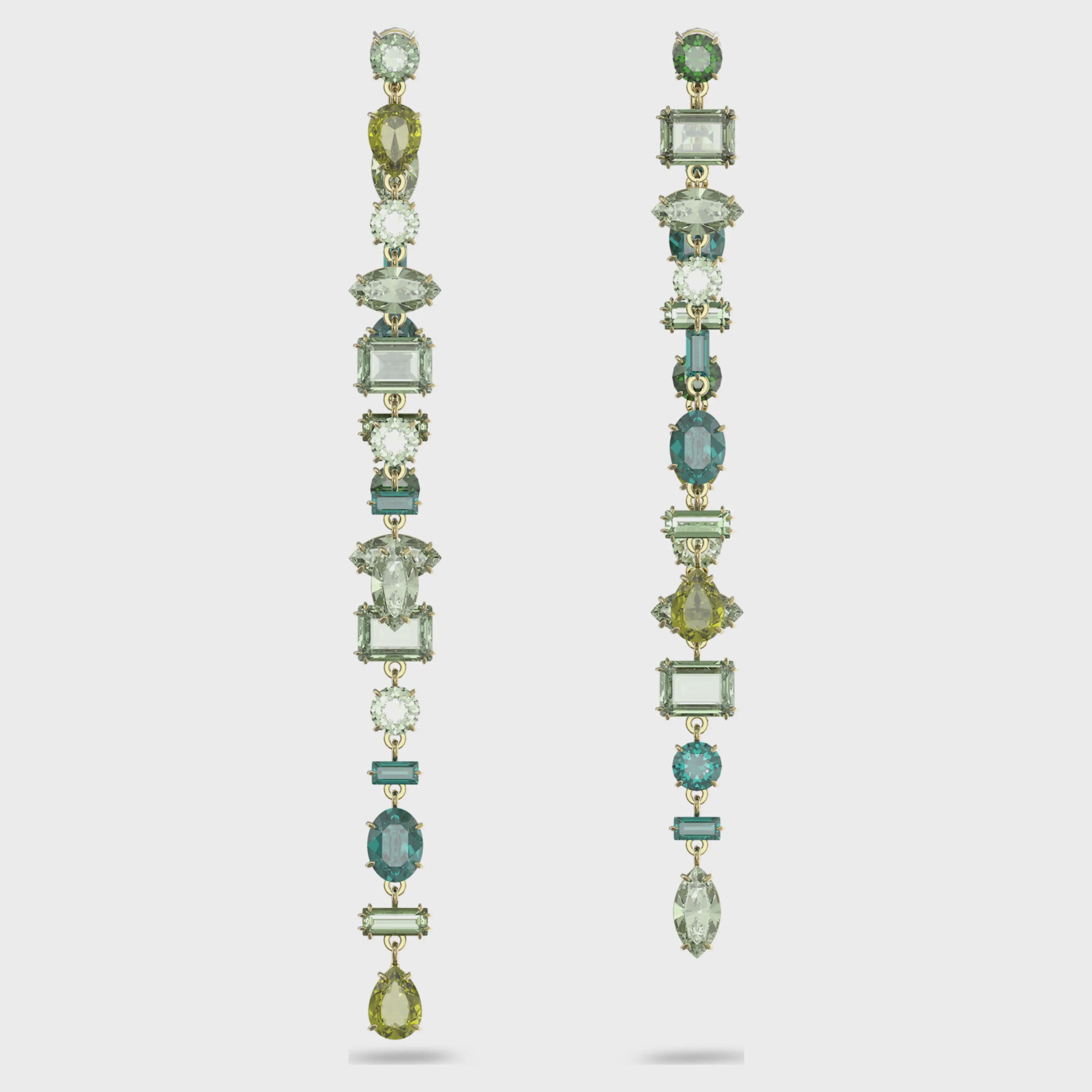 Gema Asymmetrical Green Crystal Drop Stud Earrings 5613734