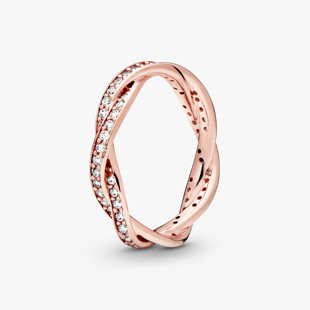 PANDORA Rose Twist of Fate Ring Band w Clear CZ 180892CZ-54 (High Resolution)