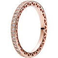 PANDORA Rose Hearts of PANDORA Ring Band w Clear CZ 180963CZ-52