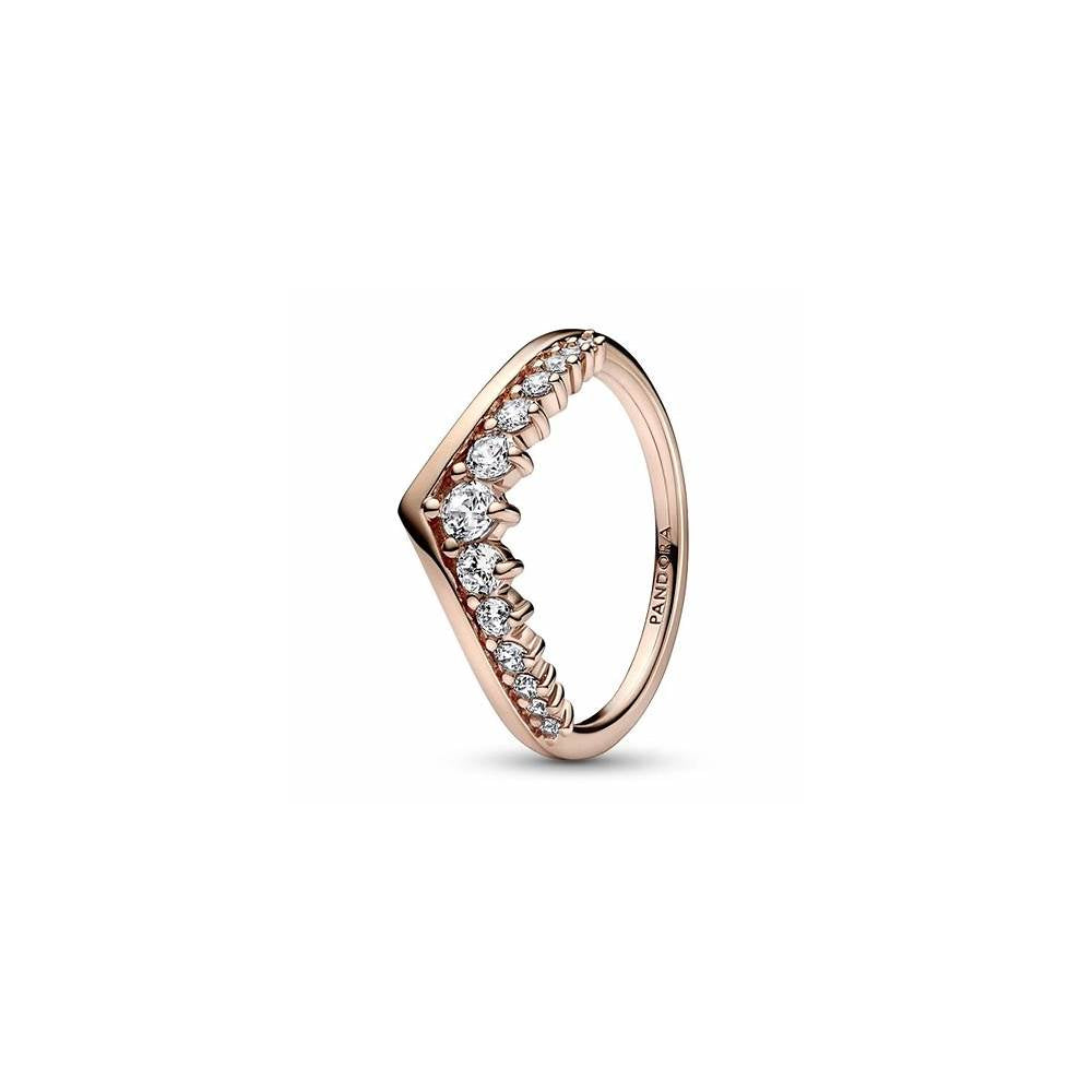 Wishbone 14k rose gold-plated ring with clear cubic zirconia 182320C01-52 (High Resolution)
