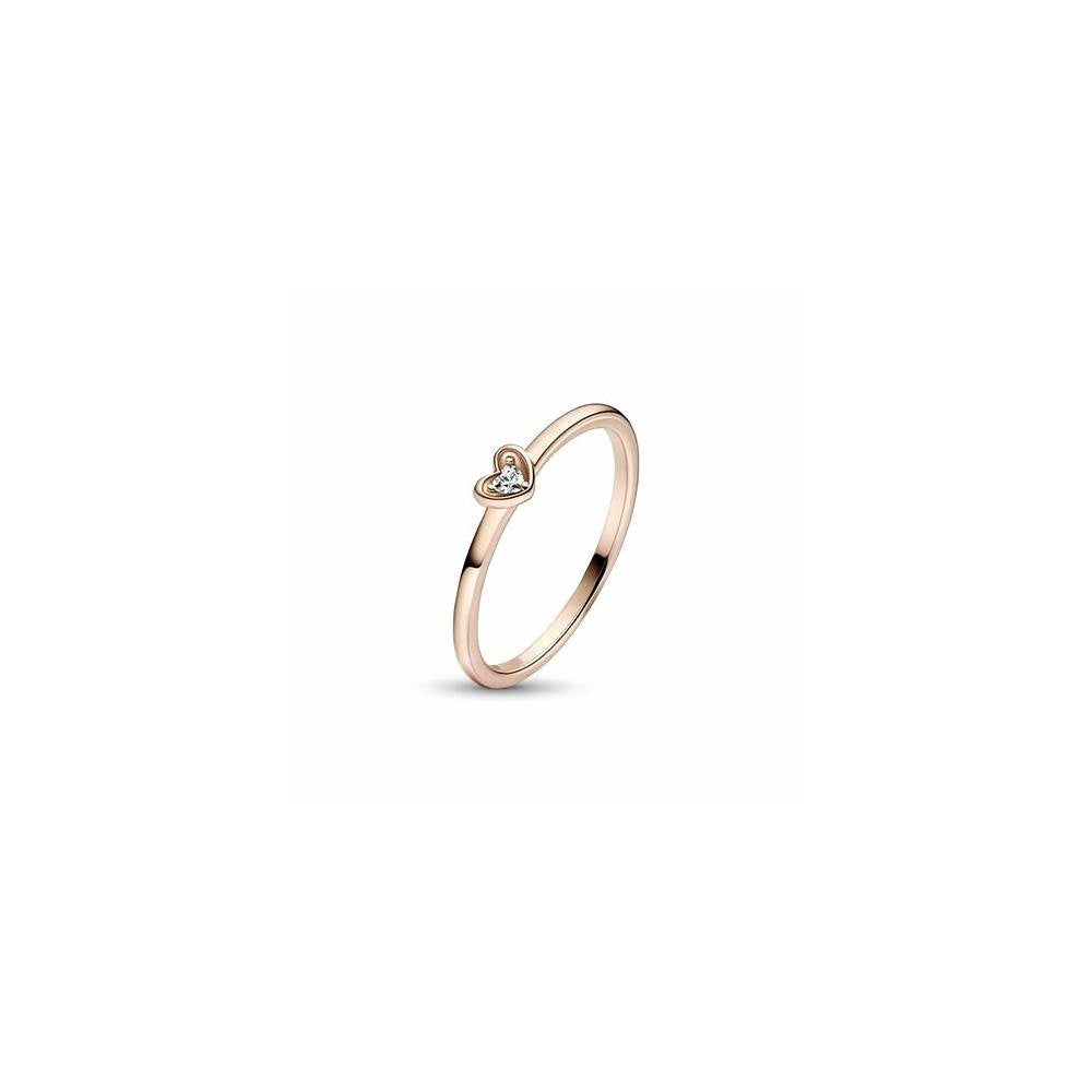 Heart 14k rose gold-plated ring with cle 182495C01-60 (High Resolution)