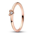 Heart 14k rose gold-plated ring with cle 182495C01-52
