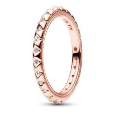 14k Rose gold-plated pyramid studded ring with clear cubic zirconia 182800C01-52