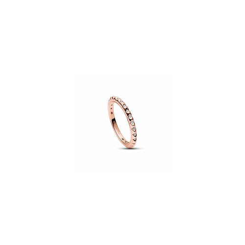 14k Rose gold-plated pyramid studded ring with clear cubic zirconia 182800C01-56 (High Resolution)