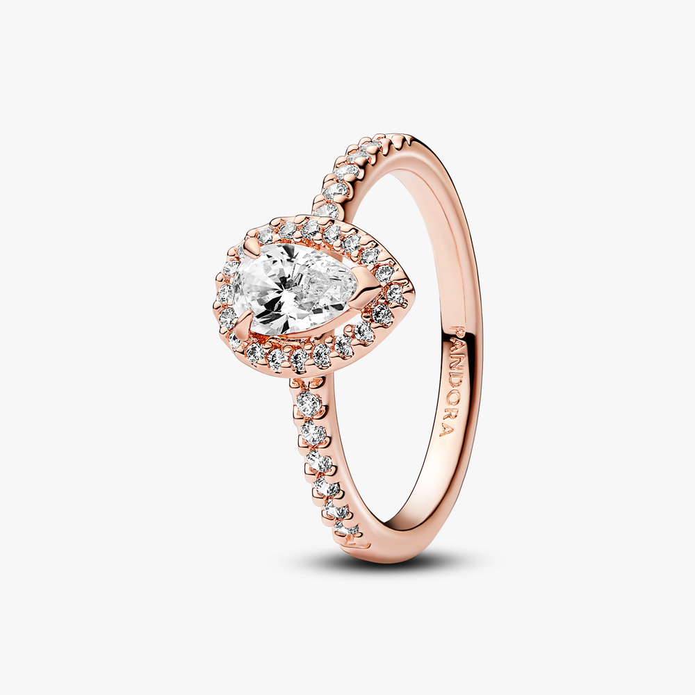 14k Rose gold-plated ring with clear cubic zirconia 182835C01-56 (High Resolution)