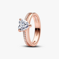 Heart 14k rose gold-plated ring with clear cubic zirconia 183100C01-54 (High Resolution)