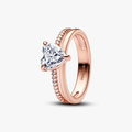 Heart 14k rose gold-plated ring with cle 183100C01-56 (High Resolution)