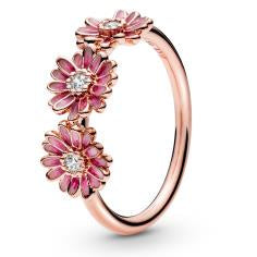 Pink Daisy Flower Trio Pandora Rose Ring 188792C01-48