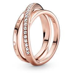 Pandora Rose Twisted Logo Ring w CZ