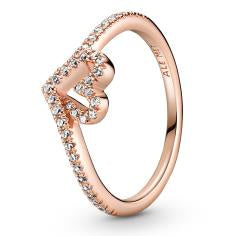 Pandora Rose Sparkling Wishbone Heart Ri 189302C01-56