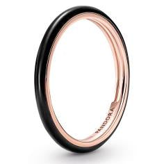 14k Rose gold-plated ring with black enamel 189655C01-54