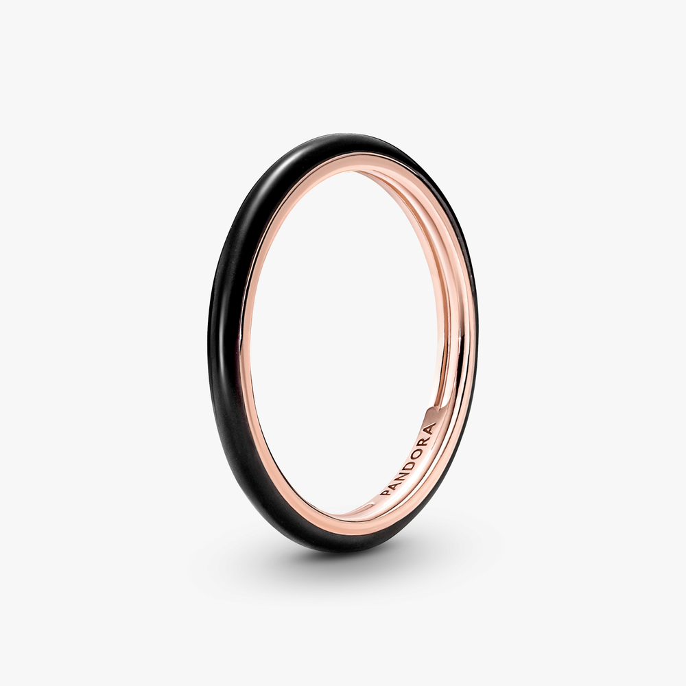 14k Rose gold-plated ring with black enamel 189655C01-52 (High Resolution)