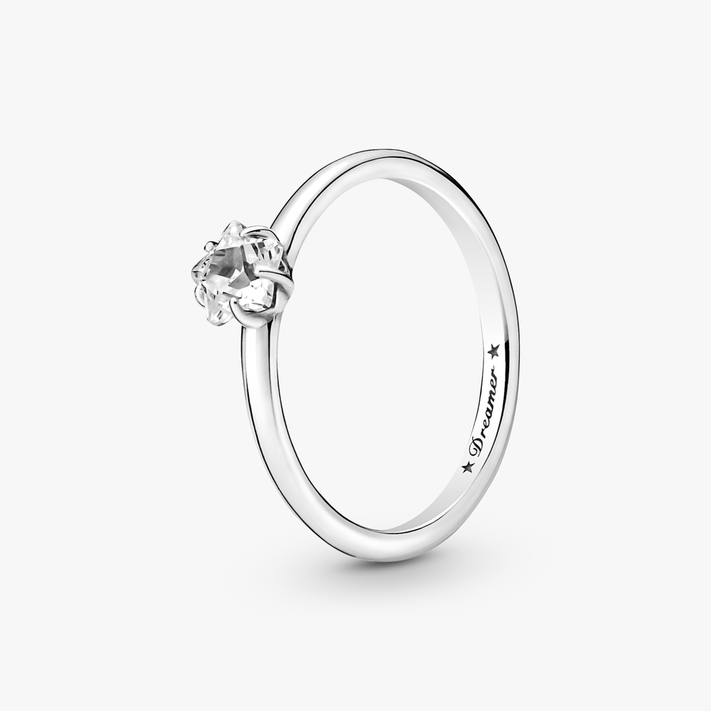 Star sterling silver ring with clear cubic zirconia 190026C01-52 (High Resolution)