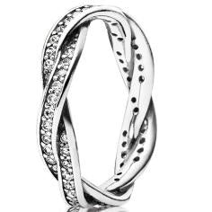 Braided Pave Silver Ring Band w Clear CZ 190892CZ-56
