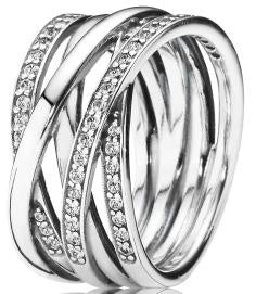 Entwined Strands Wide Silver Ring w CZ 190919CZ-54
