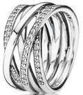Entwined Strands Wide Silver Ring w CZ 190919CZ