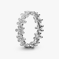 Dazzling Daisy Chain Silver Ring Band w Bead Set CZ 190934CZ-60 (High Resolution)