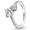 Double heart sterling silver ring with c 191198C01-60