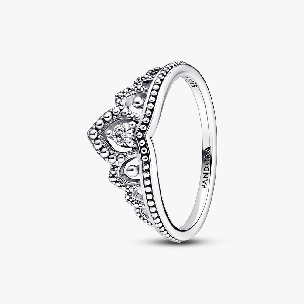 Regal tiara sterling silver ring with clear cubic zirconia 192233C01-52 (High Resolution)