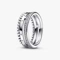 Pandora logo sterling silver ring with c 192312C01-54 (High Resolution)