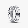 Pandora logo sterling silver ring with c 192312C01-58 (High Resolution)