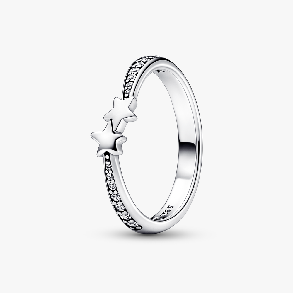 Stars sterling silver ring with clear cu 192365C01-52 (High Resolution)